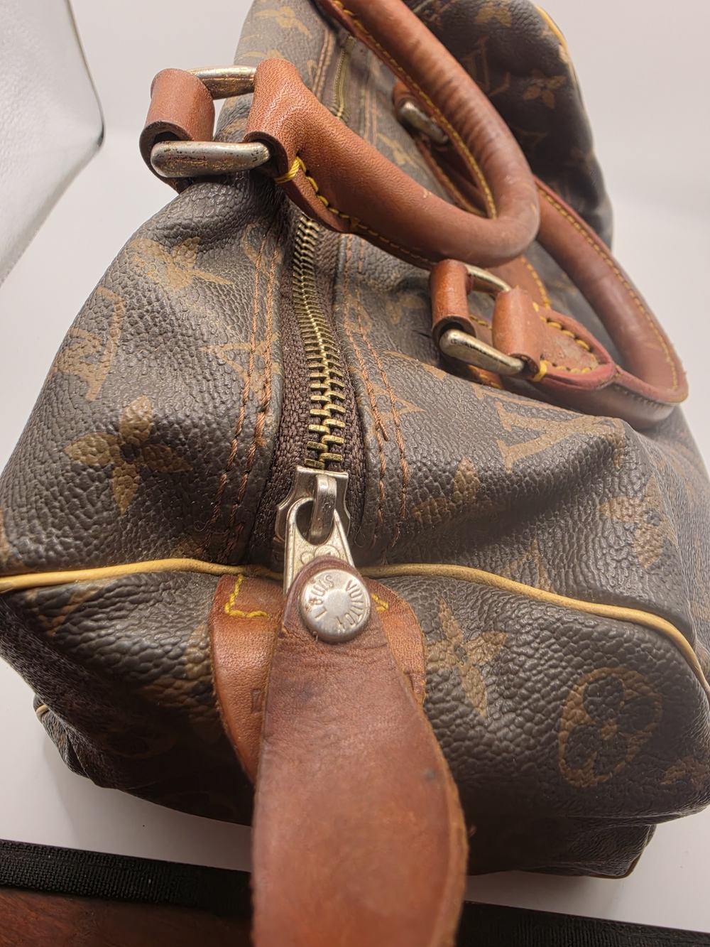 Vintage 1970 Louis Vuitton French Co Brown Monogram Canvas Speedy 30 Handbag - Picture 14 of 16